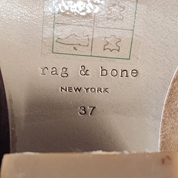 RAG & BONE Margot Tan Suede High Block Heel Ankle Bootie Double Zip - Picture 9 of 10